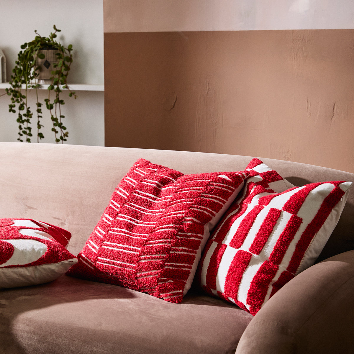 Nordal, Kissen Beige Rot / weiß– Die Pampi