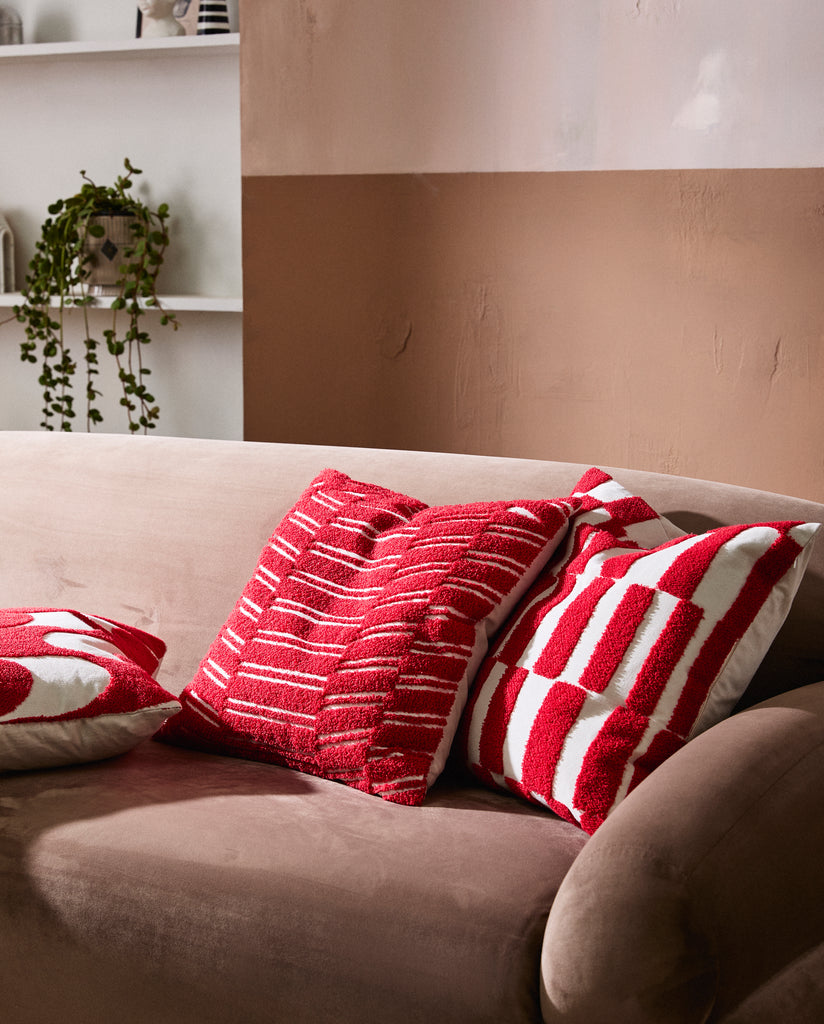 Nordal, Kissen Beige Rot / weiß– Die Pampi