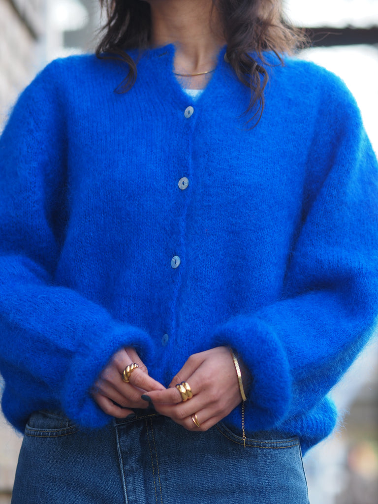 Mohair Strickjacke, Royal Blau– Die Pampi
